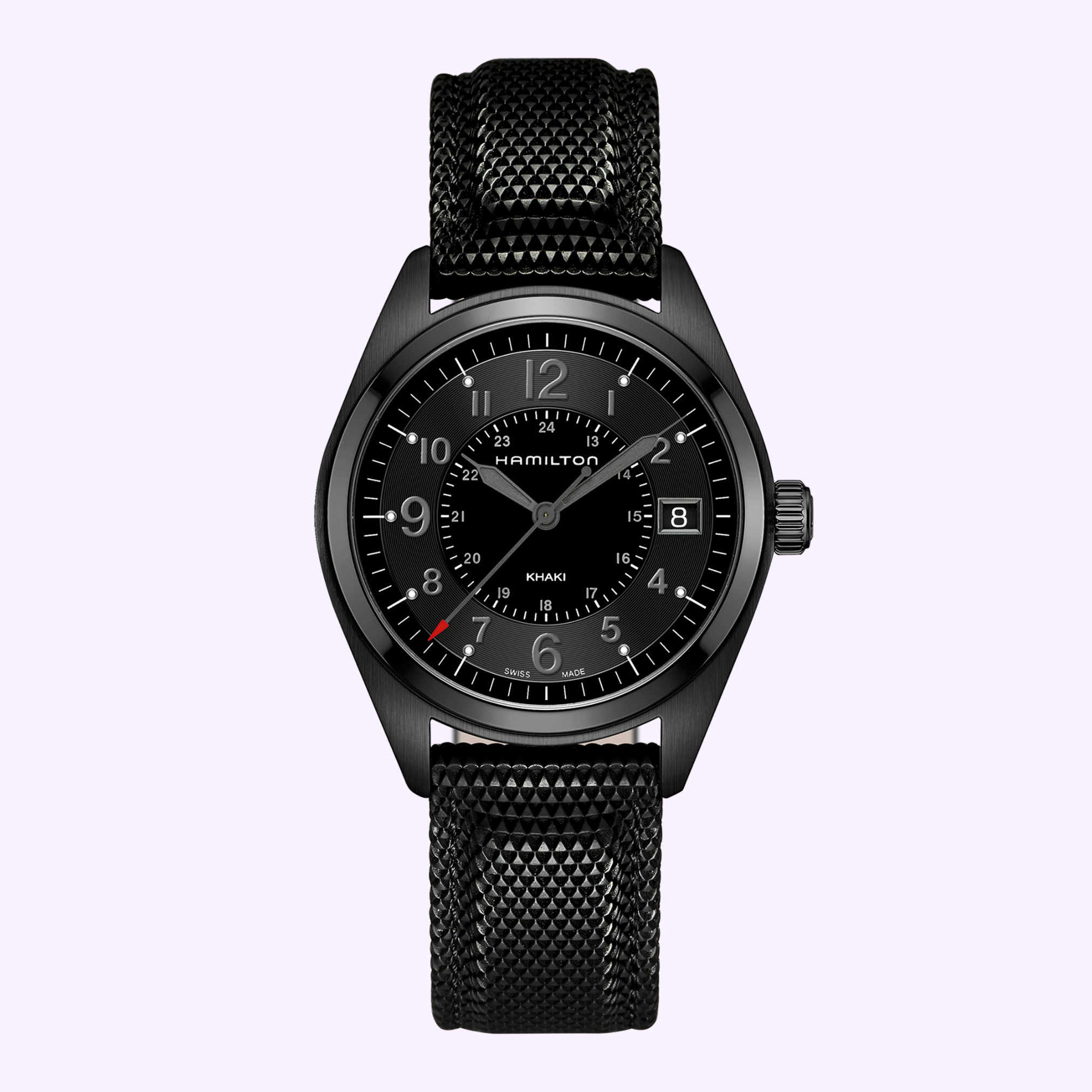 Hamilton Khaki Field Quartz H68401735 black PVD 40mm men's watch with luminous Arabic numerals and sapphire crystal, Lexor Miami authorized dealer