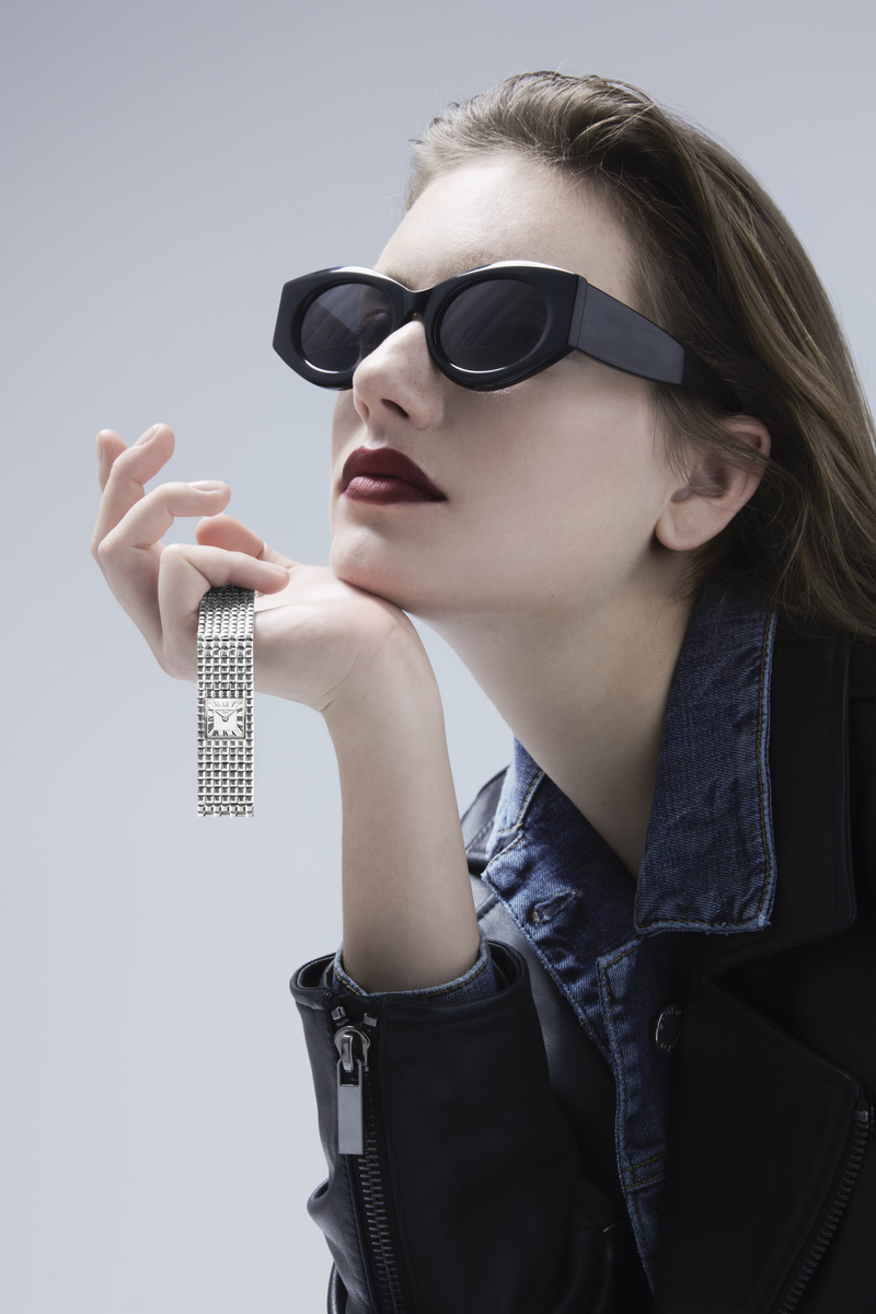 Woman wearing the Frederique Constant Classics Manchette FC-200WR1MC6B bracelet watch