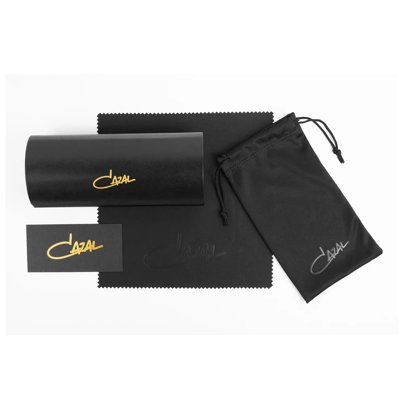 Cazal branded case, cleaning cloth, drawstring pouch, and card included with the MOD 8039 sunglasses