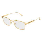 Cartier Sunglasses CT0613O-006 55 features rectangular thin gold metal frames and clear lenses, adding elegance to Cartier’s luxury eyewear collection; shown against a plain white background.