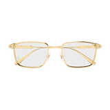 Sleek, gold-rimmed Cartier Sunglasses CT0613O-006 55 with clear rectangular lenses and minimalist design—an elegant piece from Cartier Sunglasses' luxury eyewear collection.