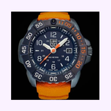 Luminox Navy SEAL Foundation Back to the Blue XS.3253.CBNSF.SET glowing in the dark with 16 self-luminous LLT tubes illuminated
