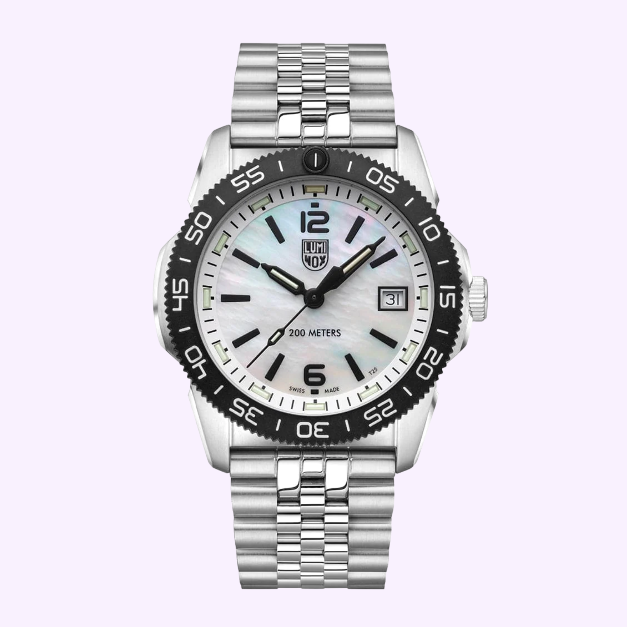 Luminox Pacific Diver Ripple XS.3126M.1 Swiss dive watch with mother-of-pearl dial and stainless steel Jubilee bracelet