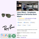Ray-ban 0RB8313M F00871 61 Unisex Sunglasses by Ray-Ban Sunglasses with Lexor Miami Google listing info, ratings, address, phone, interior images, Ray-Ban logo, and Google review badges included.