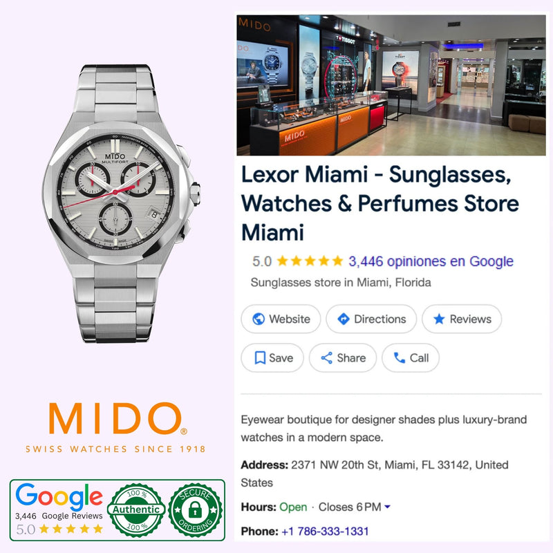 Mido Multifort 8 Chronograph Quartz dial detail with tachymeter