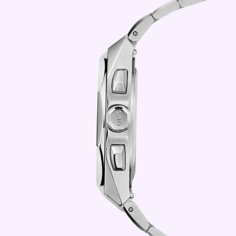 Mido Multifort 8 Chronograph Quartz octagonal crown side view