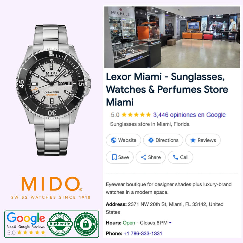 Mido Watches Ocean Star 200 M0269301101100 white dial Swiss dive watch on stainless steel bracelet