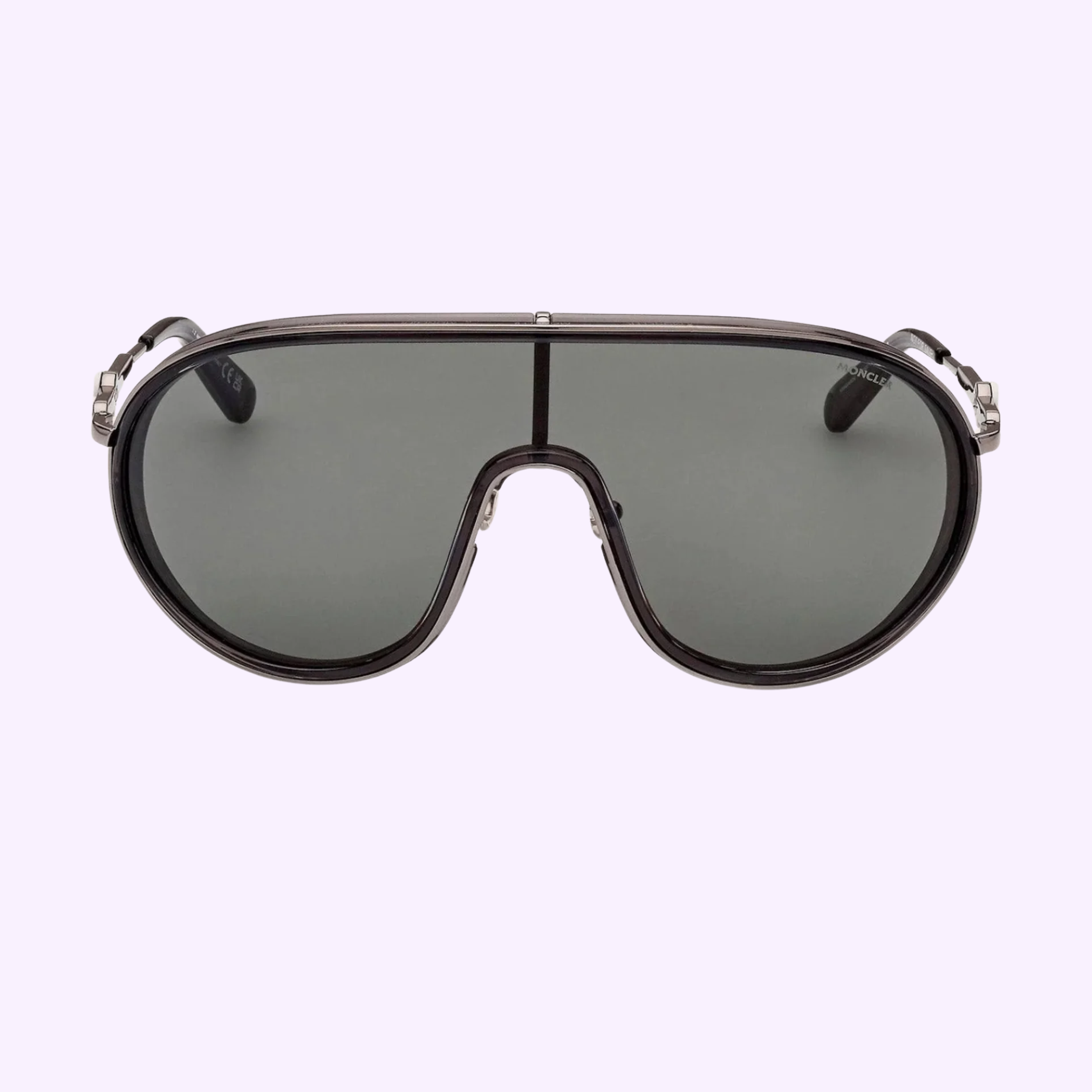 Moncler ML0222 Vangarde black aviator-shield sunglasses angled studio shot