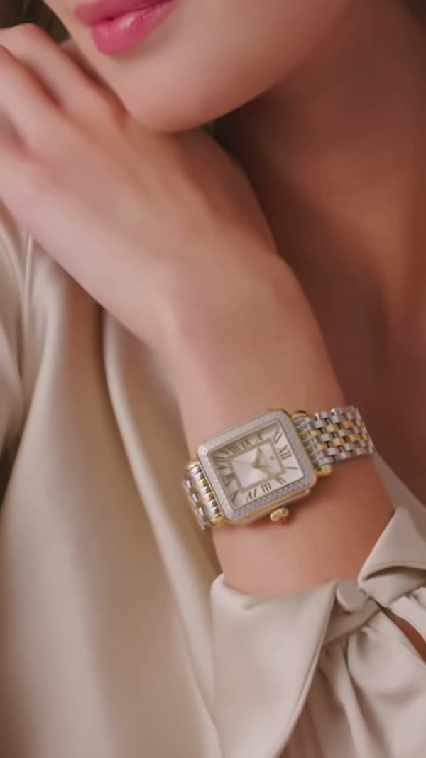 Reloj para mujer Michele MWW06T000144 Deco Madison con correa de acero inoxidable y diamantes en dos tonos