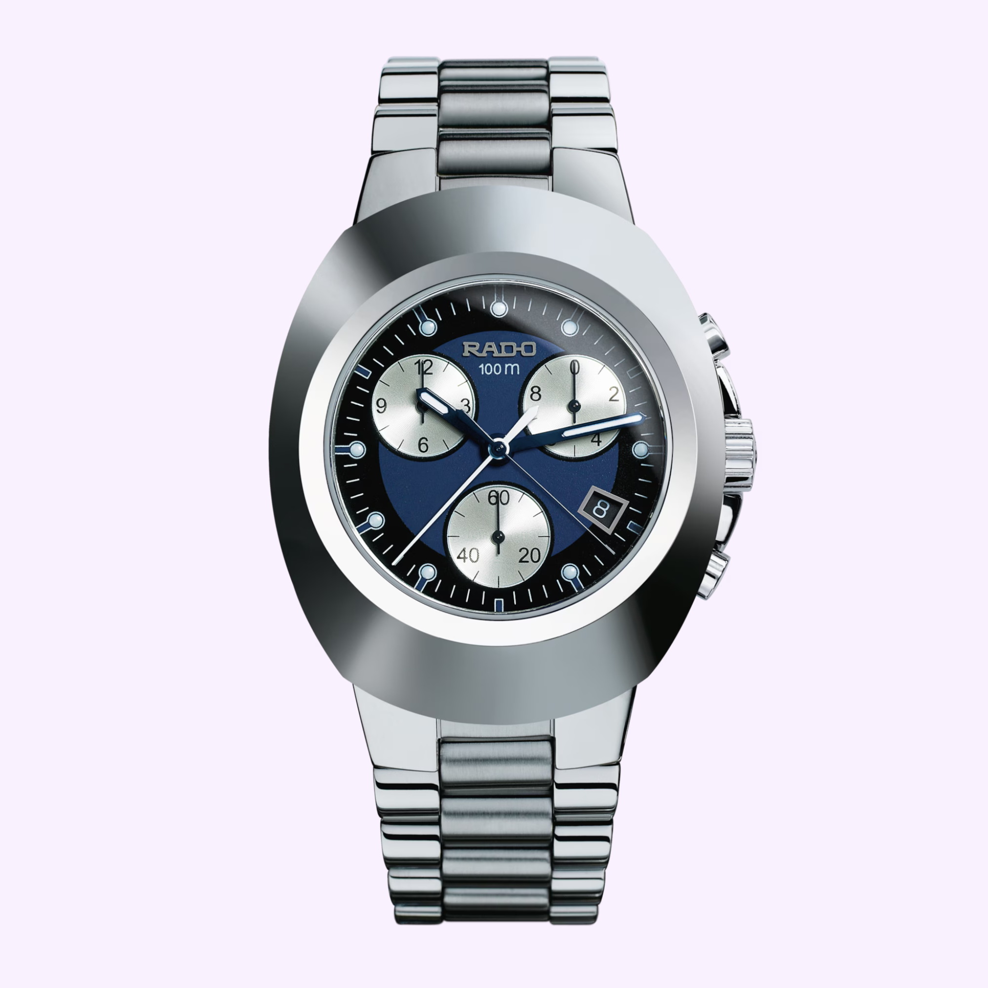 Rado New Original Chronograph R12638173 Hardmetal watch with blue dial, front view - Lexor Miami
