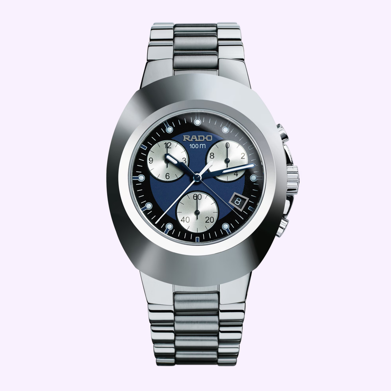 Rado New Original Chronograph R12638173 Hardmetal watch with blue dial, front view