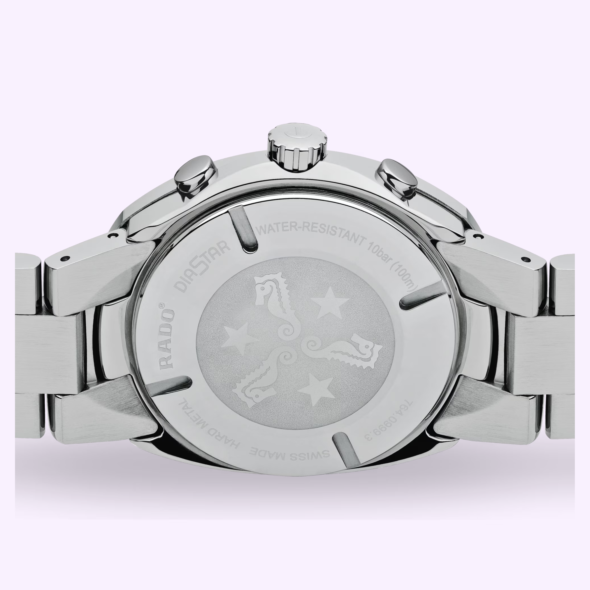 Rado New Original Chronograph R12638173 side profile showing Hardmetal case and screwed crown - Lexor Miami