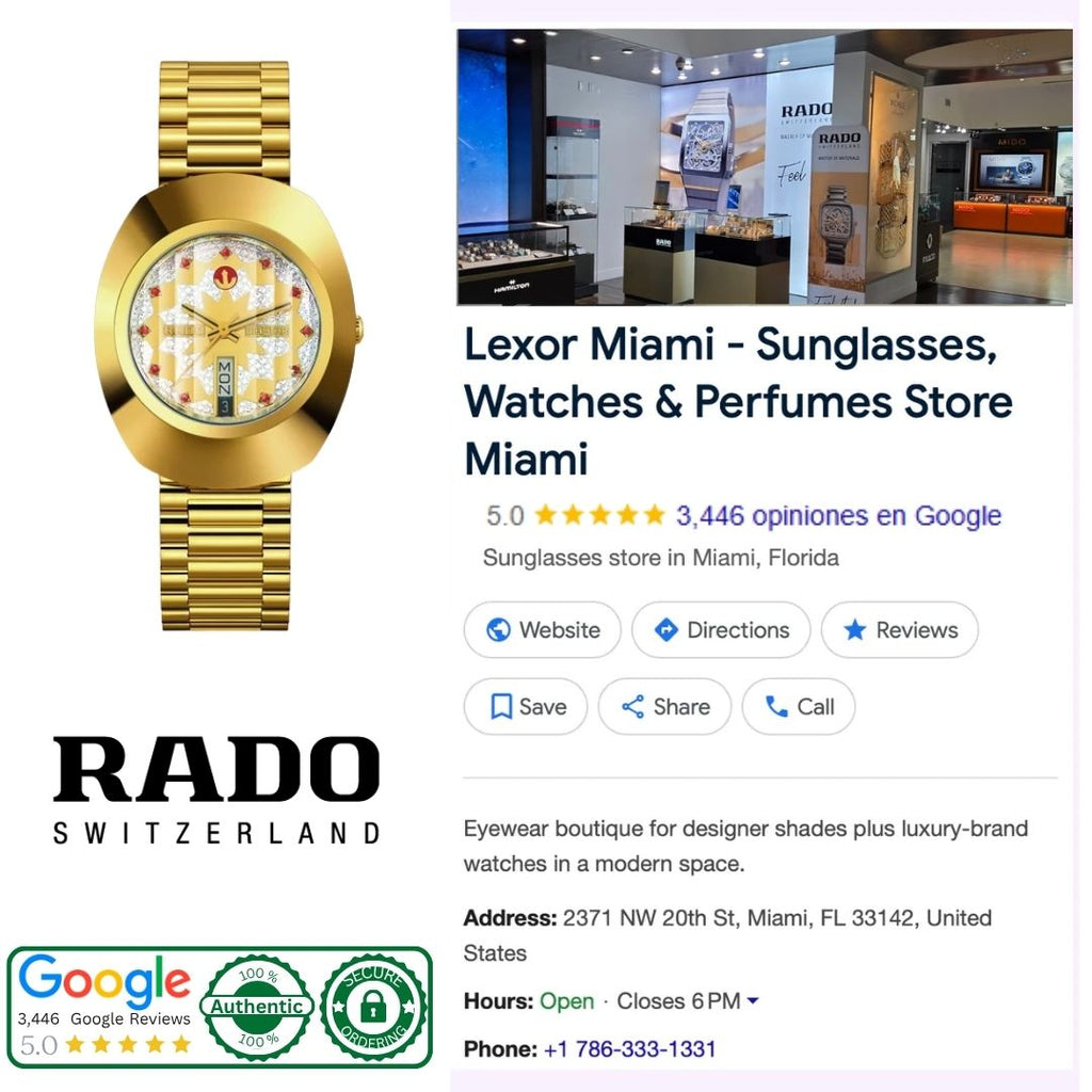 Rado The Original Automatic R12413073 oval gold-tone case with textured champagne dial and gold-tone metal link bracelet