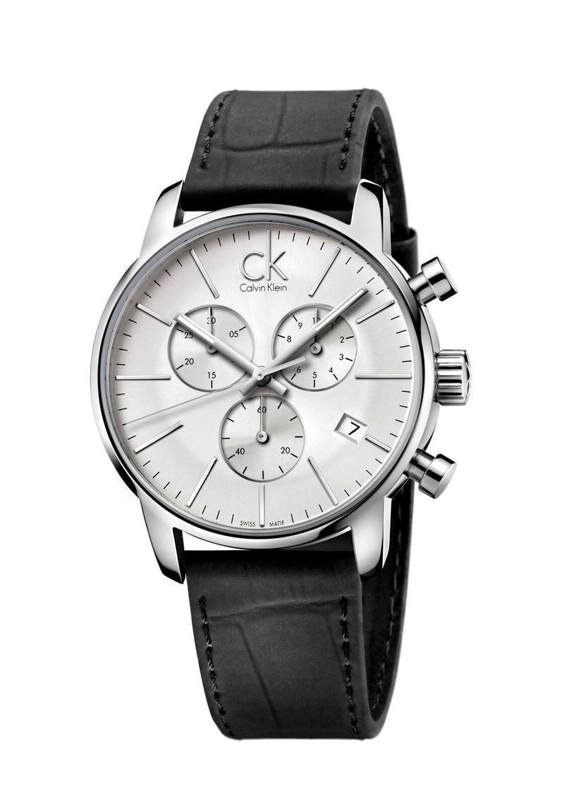 Calvin Klein K2G271C6 City Silver Dial 43mm Leather Men Watches Lexor Miami