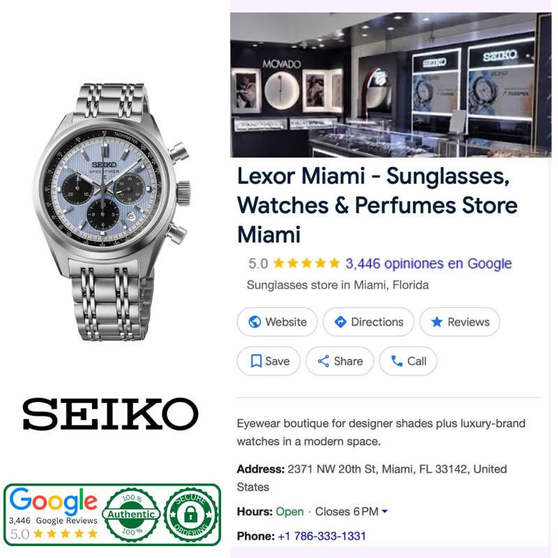 Buy the Seiko Prospex Speedtimer HBD001 Seiko Prospex Speedtimer HBD001 mechanical chronograph with textured light blue dial and stainless steel link bracelet
