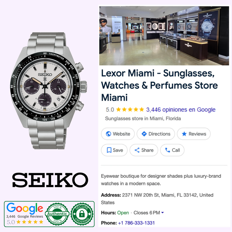 Seiko Prospex Speedtimer SSC961 solar chronograph front view on stainless steel bracelet