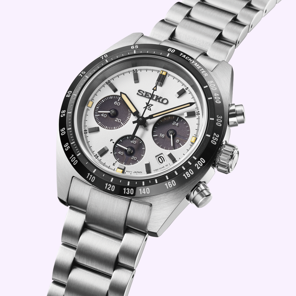 Seiko Prospex SSC961 solar chronograph side profile highlighting 13.3mm case thickness and curved sapphire crystal