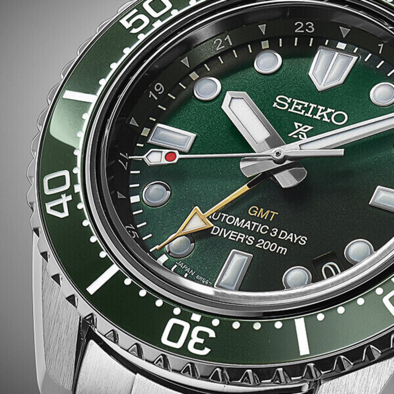 Seiko SPB381 Prospex 1968 Heritage Diver's GMT automatic watch with green dial and ceramic bezel — Lexor Miami
