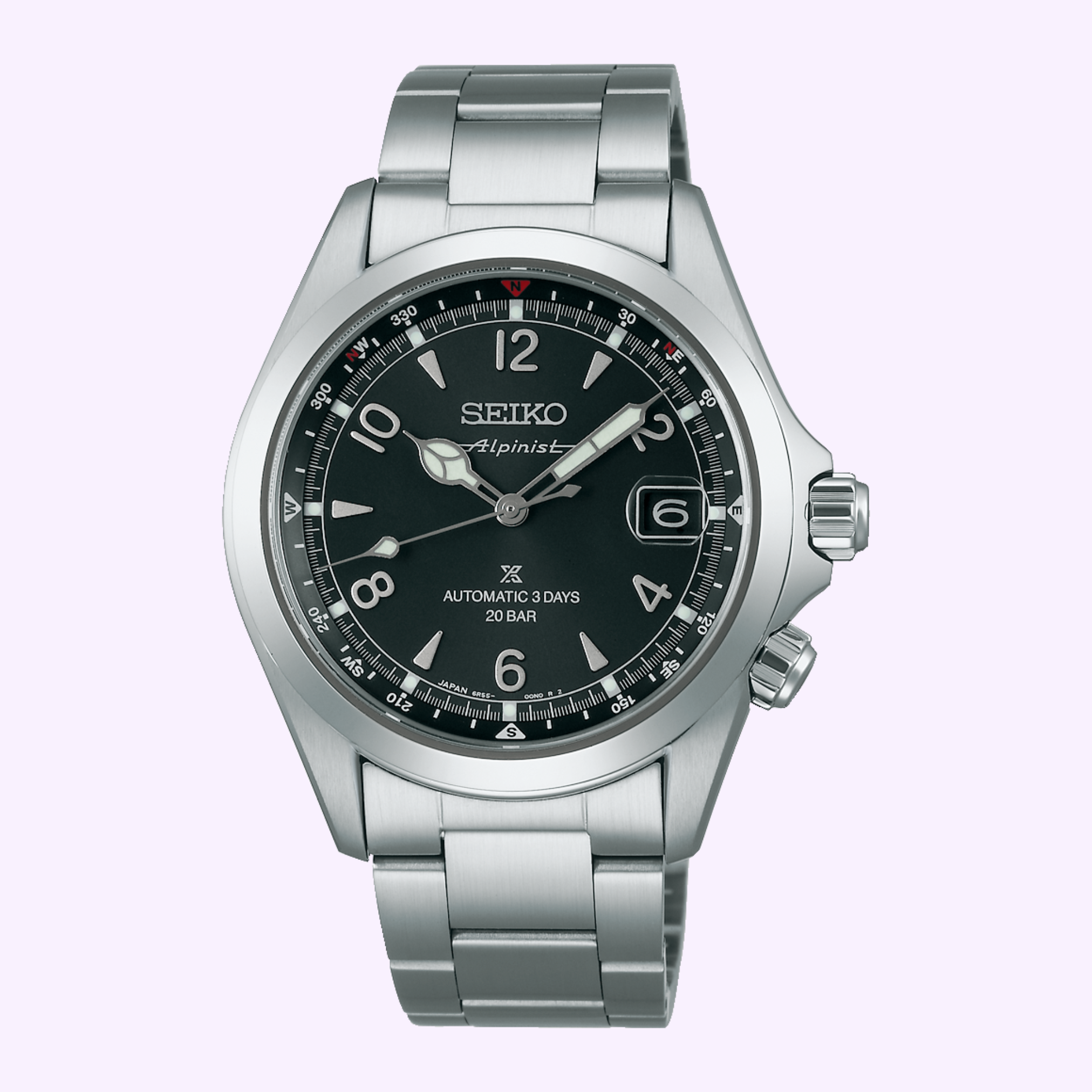 Seiko SPB505 Prospex Alpinist black dial automatic watch with stainless steel bracelet — available at Lexor Miami