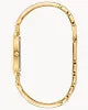 A gold oval carabiner clip, inspired by the Bulova Watch Classic 97P141's sleek design and gold-tone case, features a small hinge for easy opening and closing. Brand: Bulova Watches.