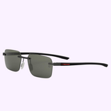 AG Heuer TH40039U 05A black rimless rectangular sunglasses front view