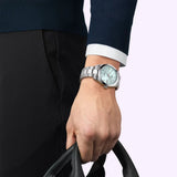 Exhibition caseback of the Tissot Gentleman Powermatic 80 showcasing the Swiss automatic movement