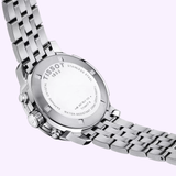 Side view of Tissot PRC 200 43mm stainless steel case 12mm thickness screw-down crown