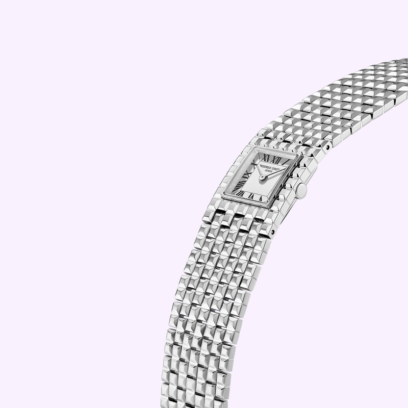Frederique Constant Classics Manchette FC-200WR1MC6B square white dial with Roman numerals close-up