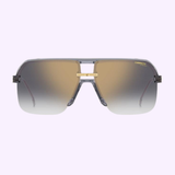 Carrera Sunglasses CARRERA 1066/S (UPC 716736983059) with gold arms, gray bridge, and Carrera logo on lens. Displayed on white with Lexor Miami branding above and Carrera Eyewear Since 1956 logo below. front view