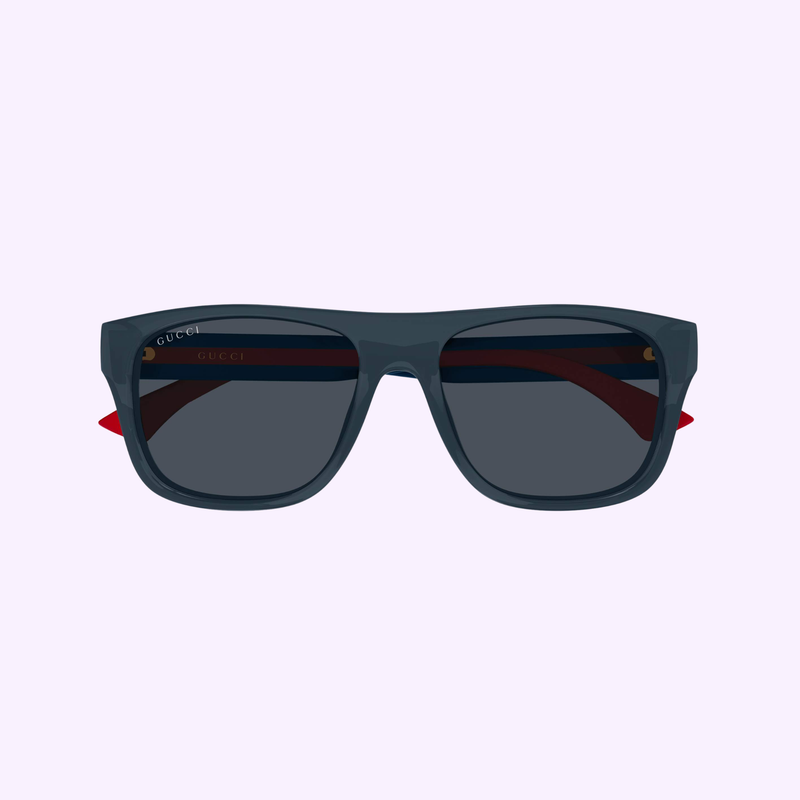 Gucci Sunglasses GG2119S-004 56 dark rectangular frame with black lenses and striped temple accents