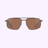 A pair of Bolle Serengeti WAYNE Matte Black sunglasses with mineral polarized Drivers lenses is displayed on a light purple background.