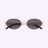 Back View of Tory Burch TY6116 33461A Oval Sunglasses in Shiny Light Gold with Purple Lenses