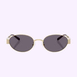 Tory Burch TY6116 33461A Women's Oval Sunglasses Shiny Light Gold with Purple Lenses Front View