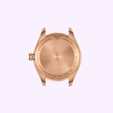 Featuring a rose gold stainless steel case back engraved with the Tissot Watches PRX 34mm T1370101135100 branding, this Swiss Made women’s watch offers water resistance up to 10 bar (100m/330ft), a durable sapphire crystal, and premium stainless steel construction—emphasizing the refined elegance synonymous with Tissot Watches.