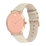 Movado 0607509 Modern 47 Beige Leather Strap Unisex Watches - Lexor Miami