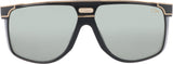 The Cazal 673 001 61 Unisex Sunglasses by Cazal Sunglasses feature bold black and gold frames, large rectangular green-tinted lenses, signature temple design, gold accents, and logo details on the lens and bridge.