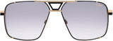 Front view of Cazal Sunglasses 9099 001 59 Unisex Sunglasses with a black and gold metal frame, gradient gray lenses, and double bridge—ideal for a bold statement look for any gender.