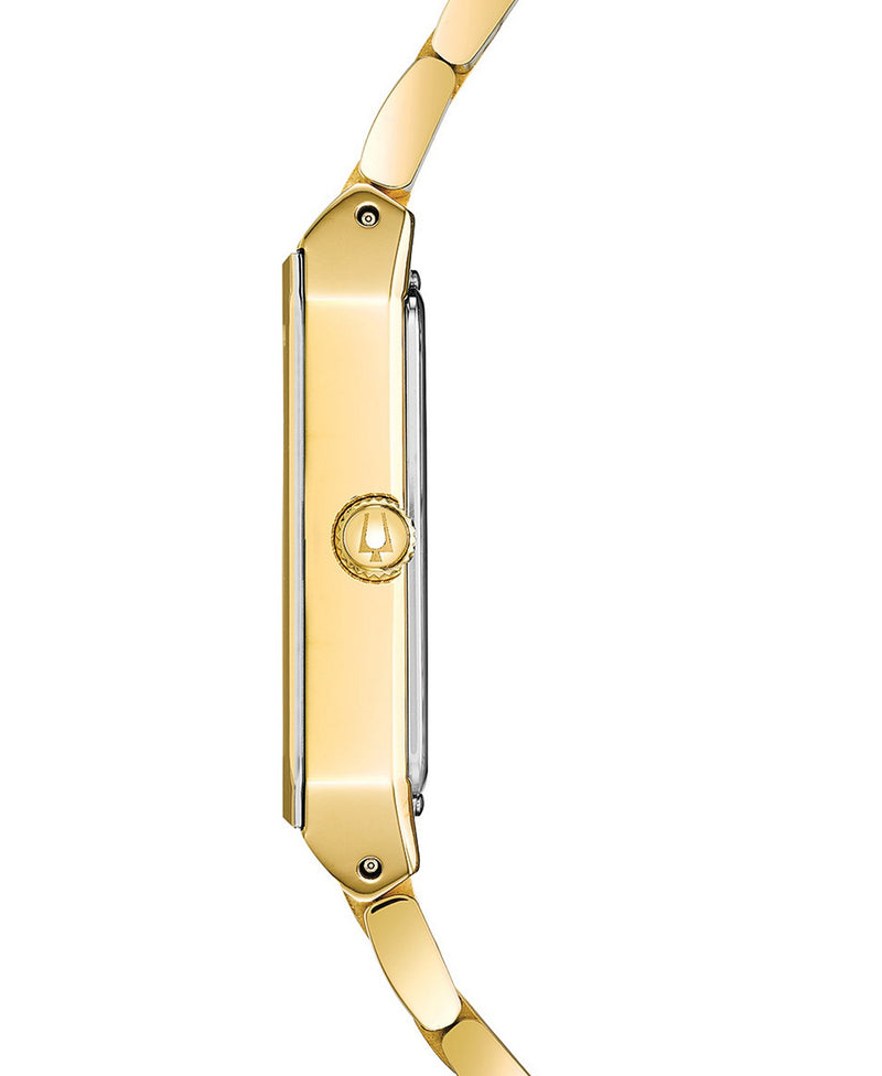 Bulova 97D120 Quadra Diamond Gold Stainless Steel Strap Unisex Watches - Lexor Miami
