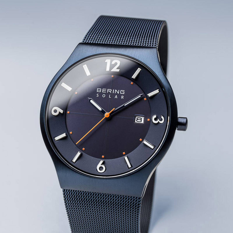 Bering 14440-393 Solar Blue Stainless Steel Mesh Strap Unisex Watches - Lexor Miami