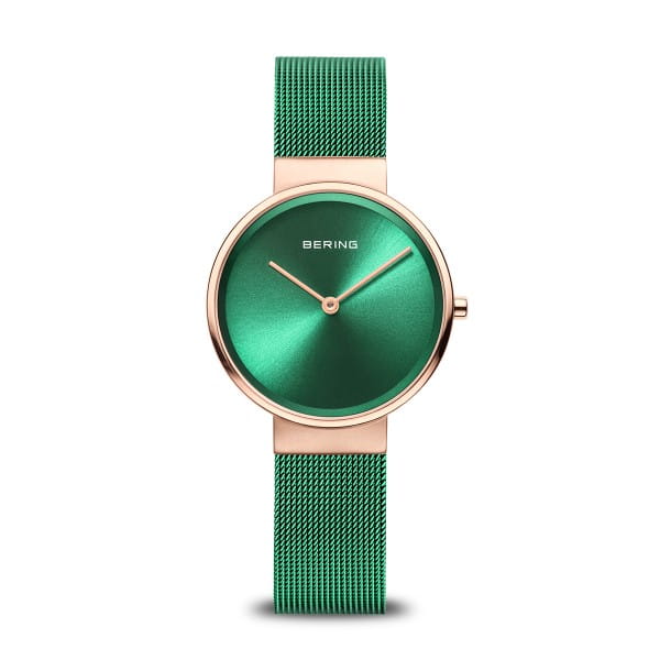 Bering 14539-868 Classic Green Stainless Steel Mesh Strap Unisex Watches - Lexor Miami