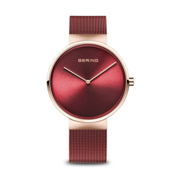 Bering 14539-363 Classic Red Stainless Steel Mesh Strap Unisex Watches - Lexor Miami