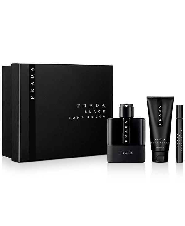 Prada Luna Rossa Black 3.4oz. EDP Spray, 0.33oz. EDP Spray, 3.4oz. Shower Gel Men Set - Lexor Miami