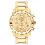 The Movado 3600741 Bold Verso Gold Stainless Steel Men's Watch by Movado Watches features a minimalist numeral-free face, three subdials, date window, and tachymeter bezel—combining Swiss chronograph precision with modern style.