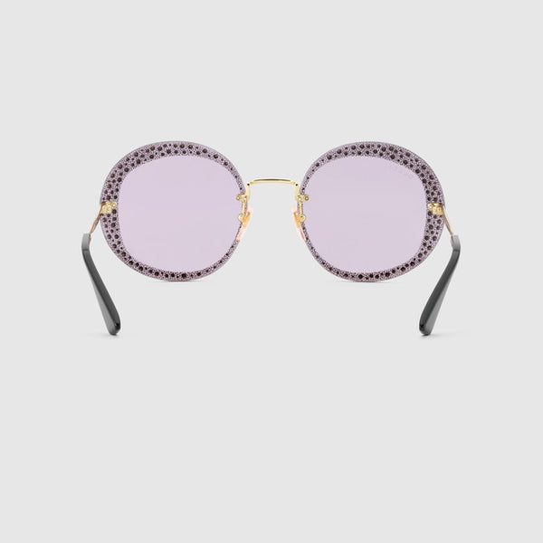 Gucci GG0899S 001 Round Sunglasses - Gold/Violet with Crystals Gucci GG0899S Sunglasses main image 3