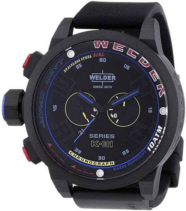 Welder K31-2601 by U-Boat K31 Chronograph Black Rubber Strap Calendar Men Watches Lexor Miami - Lexor Miami