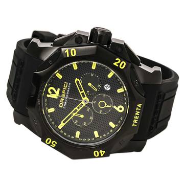 Orefici ORM11C4805 Trenta Yellow Accent Black Dial Black IP Steel Black Strap Chrono Men Watches Lexor Miami - Lexor Miami