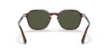 Persol PO3256S 24/31 51 Unisex Sunglasses by Persol Sunglasses feature a tortoiseshell frame and square green lenses, displayed front-facing with both arms open and curved outward against a white background.