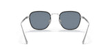 Persol PO5007ST 800656 47 Unisex Sunglasses by Persol Sunglasses feature silver titanium square frames and dark gray lenses, shown front-facing with open arms against a white background.
