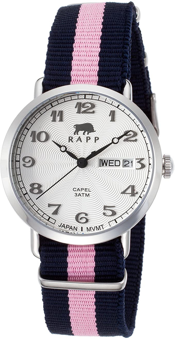 RAPP RP2099 Capel Navy Blue & Pink Nylon Silver-Tone Dial Ss Women Watches Lexor Miami - Lexor Miami
