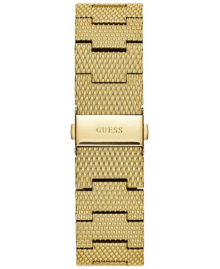 Guess U1074G3 Diamond-Accent Gold-Tone Stainless Steel Mesh Bracelet 40x35.5mm Women Watches Lexor Miami - Lexor Miami
